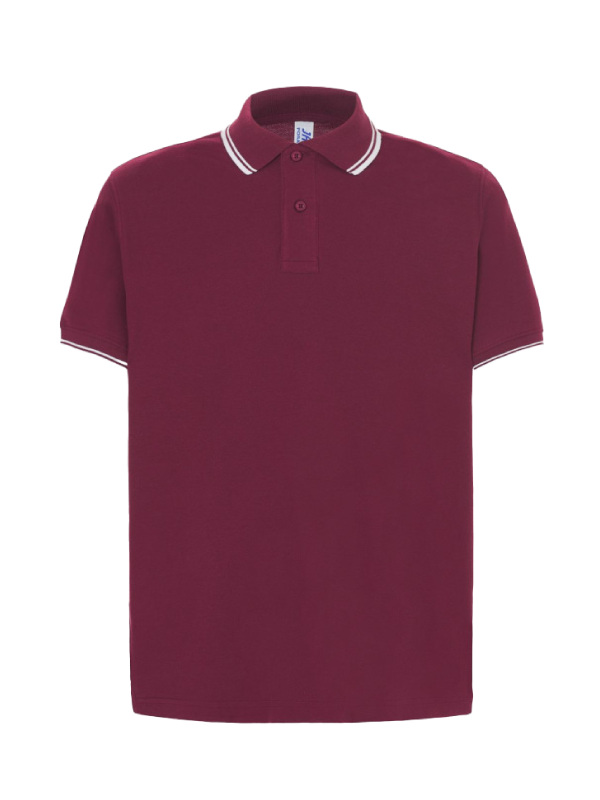polo bordeaux col liseret blanc