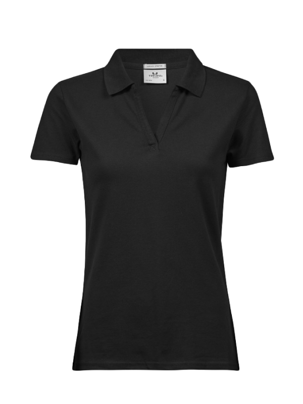 Polo femme col V noir